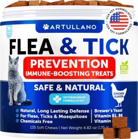 Flea Treatment for Cats Natural Flea and Tick Prevention Supplement for Cats Kittens Chewable Daily Oral Pills with Vitamins 135 Soft Chews Skin